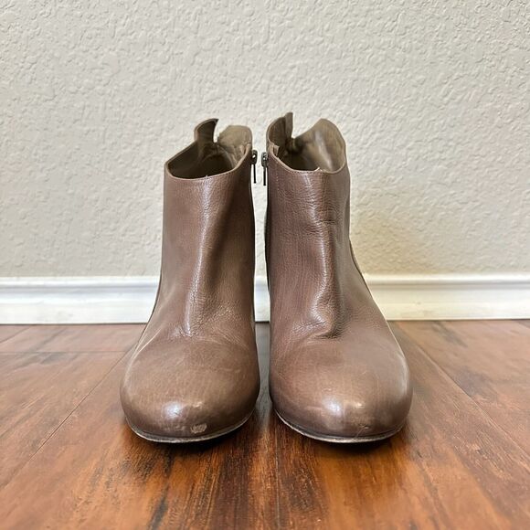 VIC MATIE Zip-Up Wedge Bootie in Brown Leather - Picture 2 of 11